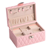 Maxbell Jewelry Case Portable Earrings Box Double Layers for Bathroom Travel Desktop Pink