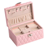 Maxbell Jewelry Case Portable Earrings Box Double Layers for Bathroom Travel Desktop Pink