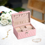Maxbell Jewelry Case Portable Earrings Box Double Layers for Bathroom Travel Desktop Pink