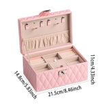 Maxbell Jewelry Case Portable Earrings Box Double Layers for Bathroom Travel Desktop Pink