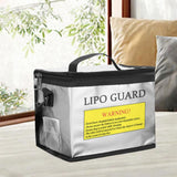 Maxbell Lipo Battery Fireproof Bag PVC Fireproof Spare Battery Bag Lipo Charging Bag Silver With strap