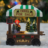 Maxbell Christmas Scene Snow House Scene Decoration Glowing Miniature Resin Ornament Xmas Tree