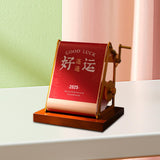 Maxbell 2025 Desk Calendar Hand Cranked Mechanical Calendar for Office New Year Home red