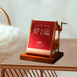 Maxbell 2025 Desk Calendar Hand Cranked Mechanical Calendar for Office New Year Home red