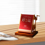 Maxbell 2025 Desk Calendar Hand Cranked Mechanical Calendar for Office New Year Home red