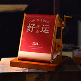 Maxbell 2025 Desk Calendar Hand Cranked Mechanical Calendar for Office New Year Home red
