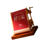 Maxbell 2025 Desk Calendar Hand Cranked Mechanical Calendar for Office New Year Home red