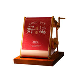 Maxbell 2025 Desk Calendar Hand Cranked Mechanical Calendar for Office New Year Home red