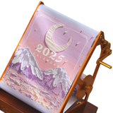 Maxbell 2025 Desk Calendar Hand Cranked Mechanical Calendar for Office New Year Home violet