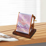 Maxbell 2025 Desk Calendar Hand Cranked Mechanical Calendar for Office New Year Home violet