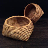 Maxbell Round Rattan Fruits Bread Baskets Wicker Basket Tray for Dining Room Kitchen L