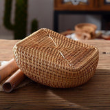 Maxbell Round Rattan Fruits Bread Baskets Wicker Basket Tray for Dining Room Kitchen S