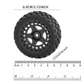Maxbell 4Pcs RC Car Rubber Tires Good Grip 69mm Diameter Upgrade for 1:18 Car Trucks Black