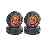 Maxbell 4Pcs RC Car Rubber Tires Good Grip 69mm Diameter Upgrade for 1:18 Car Trucks Brown