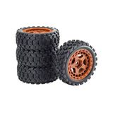 Maxbell 4Pcs RC Car Rubber Tires Good Grip 69mm Diameter Upgrade for 1:18 Car Trucks Brown