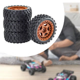 Maxbell 4Pcs RC Car Rubber Tires Good Grip 69mm Diameter Upgrade for 1:18 Car Trucks Brown