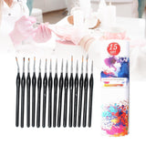 Maxbell 15x Nail Dotting Pen Nail Art Liner Brushes for Long Lines DIY Manicure Home Black