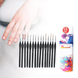 Maxbell 15x Nail Dotting Pen Nail Art Liner Brushes for Long Lines DIY Manicure Home Black