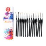 Maxbell 15x Nail Dotting Pen Nail Art Liner Brushes for Long Lines DIY Manicure Home Black