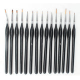 Maxbell 15x Nail Dotting Pen Nail Art Liner Brushes for Long Lines DIY Manicure Home Black