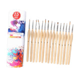 Maxbell 15x Nail Dotting Pen Nail Art Liner Brushes for Long Lines DIY Manicure Home Wood Color