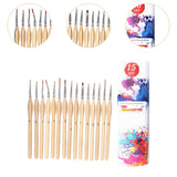 Maxbell 15x Nail Dotting Pen Nail Art Liner Brushes for Long Lines DIY Manicure Home Wood Color