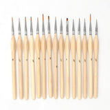 Maxbell 15x Nail Dotting Pen Nail Art Liner Brushes for Long Lines DIY Manicure Home Wood Color