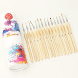 Maxbell 15x Nail Dotting Pen Nail Art Liner Brushes for Long Lines DIY Manicure Home Wood Color