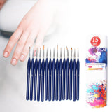 Maxbell 15x Nail Dotting Pen Nail Art Liner Brushes for Long Lines DIY Manicure Home Blue