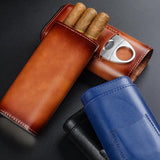 Maxbell Cigar Case with Cutter PU Leather Portable Travel Case for Lovers Father Man