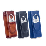 Maxbell Cigar Case with Cutter PU Leather Portable Travel Case for Lovers Father Man