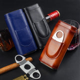 Maxbell Cigar Case with Cutter PU Leather Portable Travel Case for Lovers Father Man