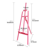 Maxbell Wooden Art Easel Painting Easel for Artist Art Supplies Stand Floor Painting pink