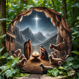 Maxbell Nativity Scene Pendant Round Acrylic Nativity Scene for Desk Countertop Home