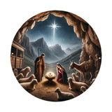 Maxbell Nativity Scene Pendant Round Acrylic Nativity Scene for Desk Countertop Home