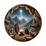 Maxbell Nativity Scene Pendant Round Acrylic Nativity Scene for Desk Countertop Home