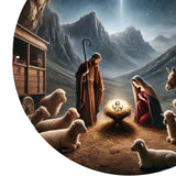 Maxbell Nativity Scene Pendant Round Acrylic Nativity Scene for Desk Countertop Home