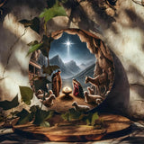 Maxbell Nativity Scene Pendant Round Acrylic Nativity Scene for Desk Countertop Home