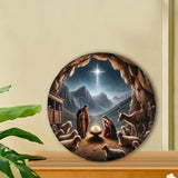 Maxbell Nativity Scene Pendant Round Acrylic Nativity Scene for Desk Countertop Home