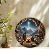 Maxbell Nativity Scene Pendant Round Acrylic Nativity Scene for Desk Countertop Home