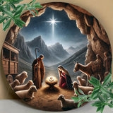 Maxbell Nativity Scene Pendant Round Acrylic Nativity Scene for Desk Countertop Home