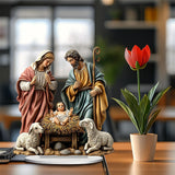 Maxbell Christmas Nativity Scene Figurine Jesus Collectible Figurine for Gift Office
