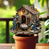 Maxbell Jesus Birth Statue DIY Crafts Gifts Yard Sign for Courtyard Flowerpot Garden
