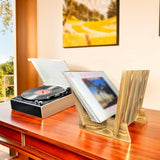 Maxbell Wooden Desktop Book Stand Practical Records Storage Rack for Cd