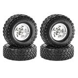 Maxbell 4 Pieces RC Car Wheels and Tires Assembly Replacement for 90046 1/10 RC Silver