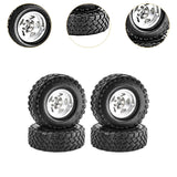 Maxbell 4 Pieces RC Car Wheels and Tires Assembly Replacement for 90046 1/10 RC Silver