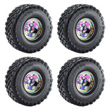 Maxbell 4 Pieces RC Car Wheels and Tires Assembly Replacement for 90046 1/10 RC Colorful