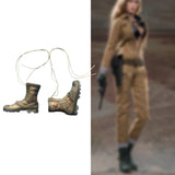Maxbell 1:6 Scale Miniature Lace up Boot Low Heel Boots for 12'' Female Dolls Figure Desert Green