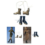 Maxbell 1:6 Scale Miniature Lace up Boot Low Heel Boots for 12'' Female Dolls Figure Desert Green