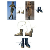 Maxbell 1:6 Scale Miniature Lace up Boot Low Heel Boots for 12'' Female Dolls Figure Desert Green